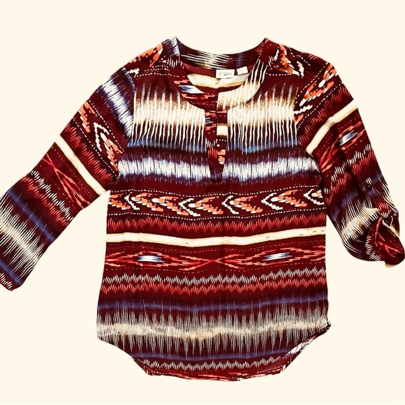 Cato casual pullover top M multicolor long sleeves round neck abstract print - Picture 5 of 13